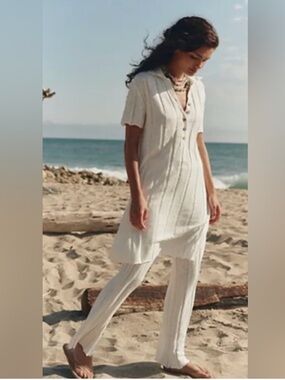 Free People Free-est Paloma Sweater Pant Set Small White Beach Boho Vacation